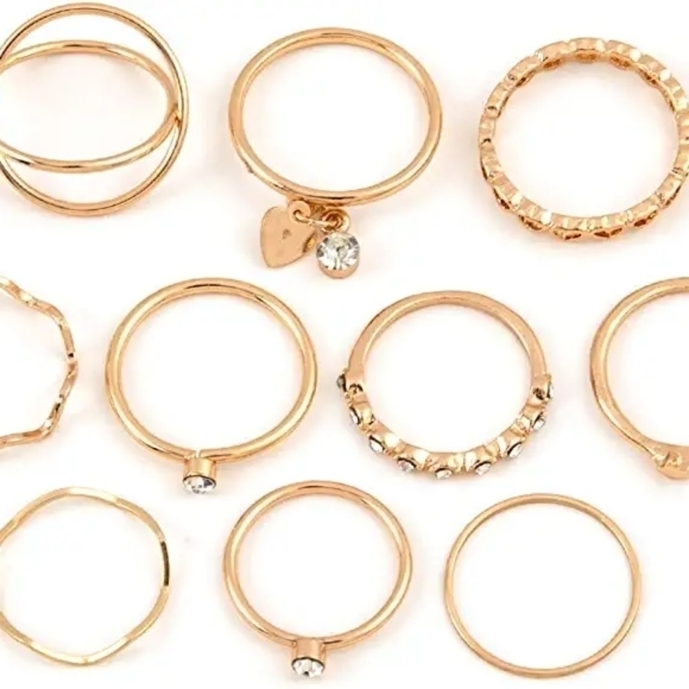 10 piece Rhinestone Ring Set - Picture 8 of 9